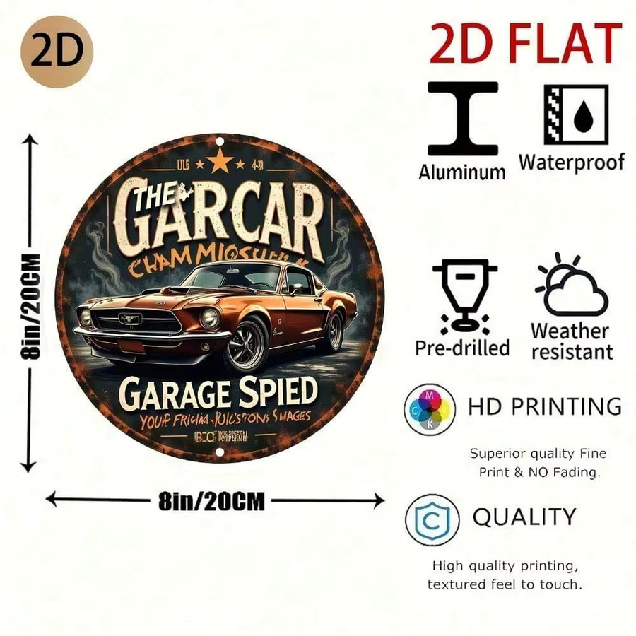 CIFBUY Vintage 1969 DDS Garage Metallschild Rund, Multicolour Wanddekoration für Männerhöhle und Bar, Durchmesser: 20,32 cm - Bild 2