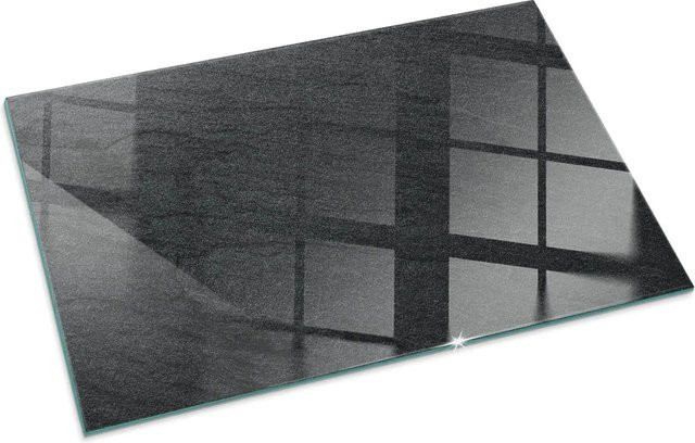 Tulup Glasplatte für Kamin mit Steinoberflächenstruktur in Schwarz, B: 100 cm, T: 70 cm - Bild 1