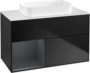 V&B Finion Waschtischunterschrank mit Wandbeleuchtung, Blau lackiert, B: 100 cm, T: 60,3 cm - Bild 1
