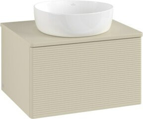 V&B Waschtischunterschrank Antao mit Frontstruktur und Beleuchtung in Grau Lack, B/T/H: 60 x 36 x 50 cm - Bild 1