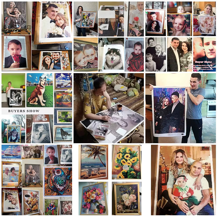 AZQSD Diamantmalerei mit eigenem Foto als personalisiertes Mosaik-Bild in runder Form und Multicolor zur Wanddekoration - Bild 2