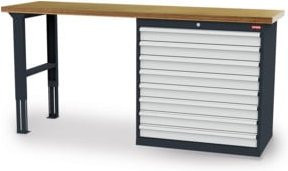 STIER Werkbank mit Schrankgehäuse in Grau und Multicolour, B/T/H: 200 x 60 x 96 cm - Bild 1