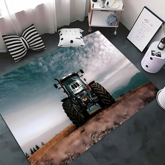 Anti-Rutsch Teppich Auto Traktor Serie Muster für Wohnzimmer, Schlafzimmer und Kinderzimmer, B/B: 80 x 140 cm, Mehrfarbig - Bild 1