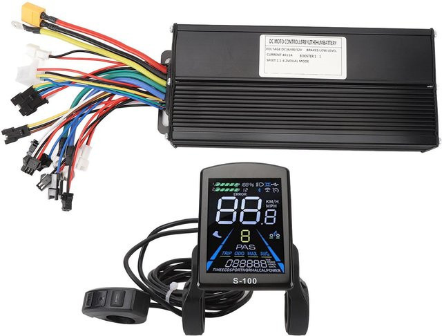 Igeteck Elektrofahrrad Umbausatz mit 40A Sinuswellenmotorcontroller, S 100 Farbdisplay Panel und 20X Gasgriff in Grau - Bild 1
