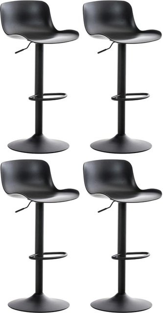 DELUKE 4er Set Barhocker KUSI in Schwarz, höhenverstellbare Barstühle mit Lehne aus Kunststoff und Metall, Höhe: 81-102 cm, Breite: 44 cm, Tiefe: 45 cm - Bild 1
