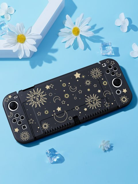 Star Switch-Schutzhülle für Nintendo Switch OLED in Schwarz und Transparent mit trennbarem Design für Joycons - Bild 1