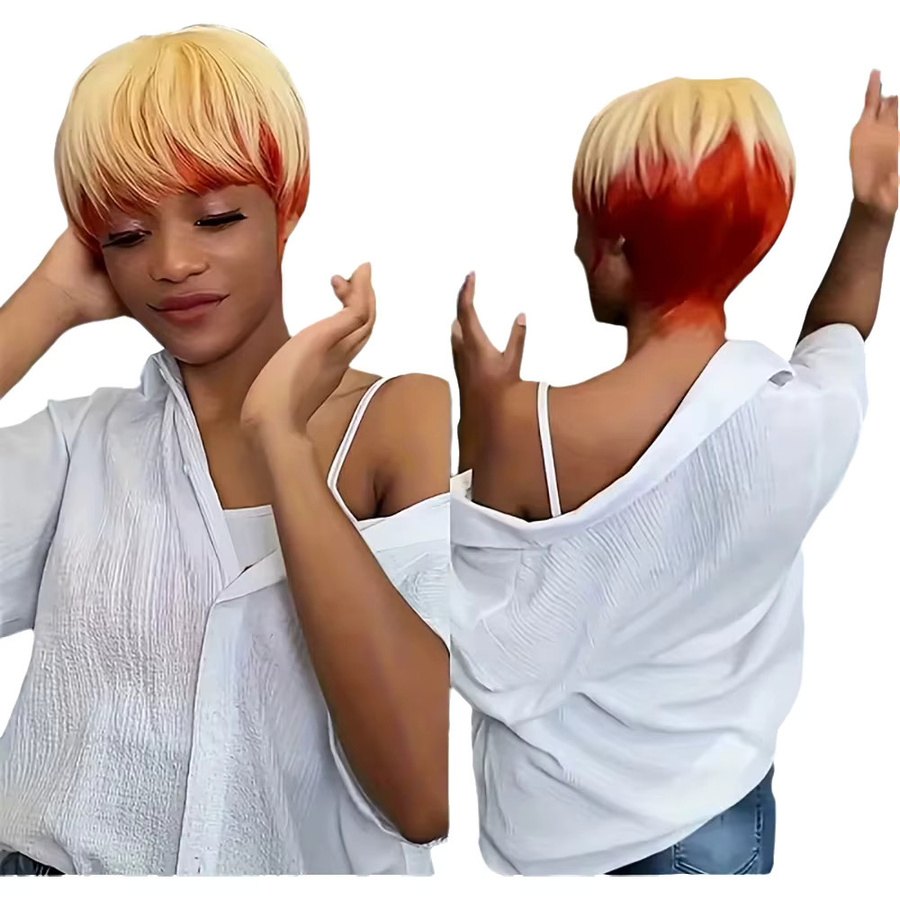 OYM HAIR Pixie-Schnitt-Perücke, Echthaar, kurz, geschichtet, Damen - Bild 4