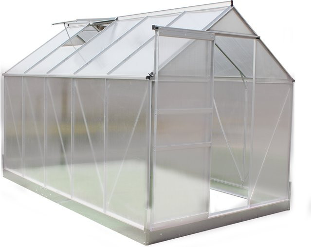 HC Garten & Freizeit Alu-Gewächshaus mit Fundament, Silber, transparent, Polycarbonat-Verglasung, B/T/H: 313 x 190 x 184 cm - Bild 1