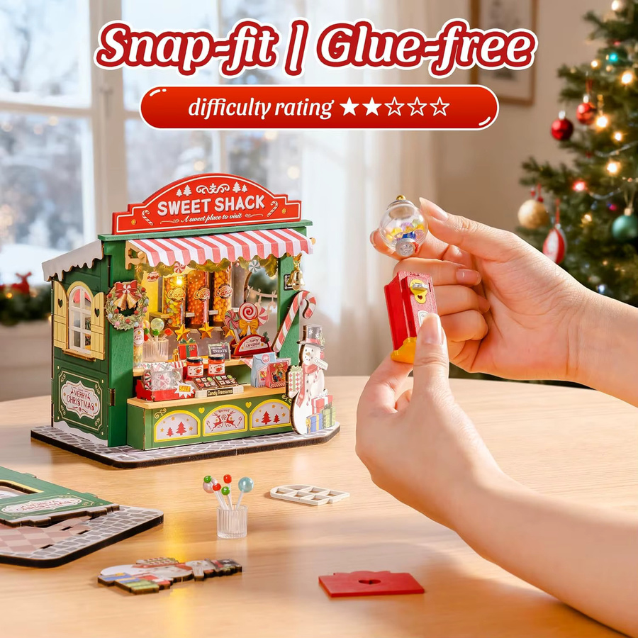 Rolife Weihnachts-Süßigkeitenstand, Miniatur-Hausset, 170-teiliges Set, ab 14 Jahren - Bild 2