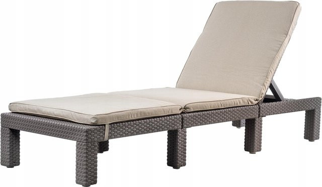 Keter Liegestuhl aus Polyrattan mit Matratze in Beige, verstellbare Gartenliege für Terrasse und Pool - Bild 1