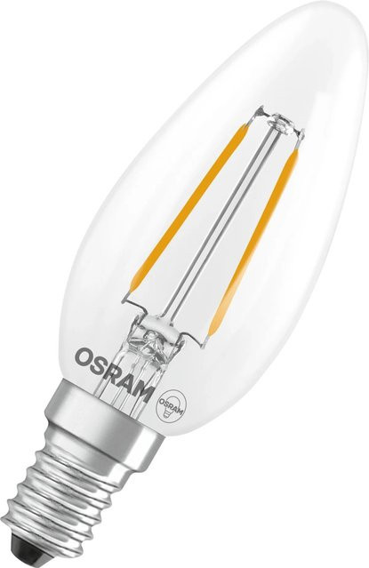 Osram LED-Leuchtmittel E14 Kerzenform in Klar, 1,8 W, 250 lm, 2er-Pack, Höhe: 10 cm, Durchmesser: 3,5 cm - Bild 1