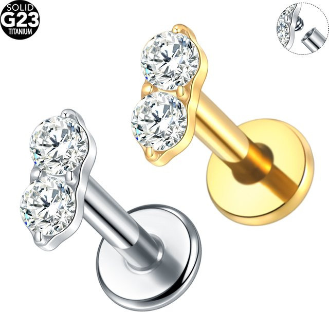 WTX Ohrstecker Titan, Zirkonia, Knorpel Piercing - Bild 1