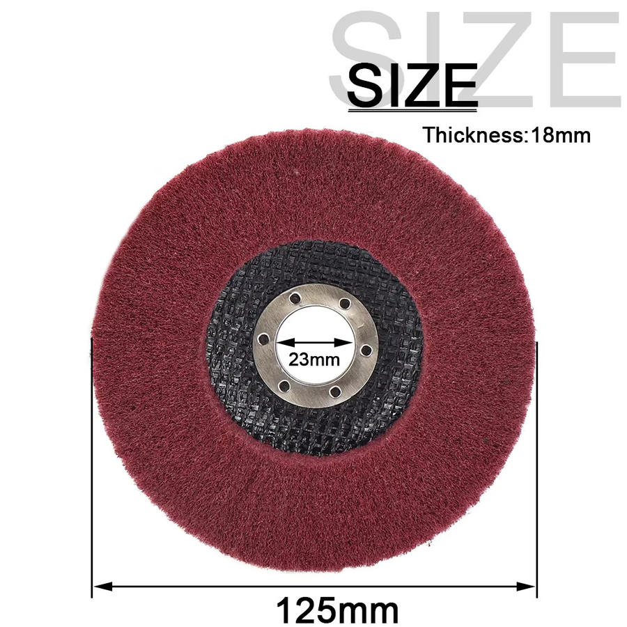NuoDunco Nylonfaser-Fächer-Polierscheibe in Rot für Winkelschleifer, 125 mm Durchmesser, ideal für Metall und Holz - Bild 2