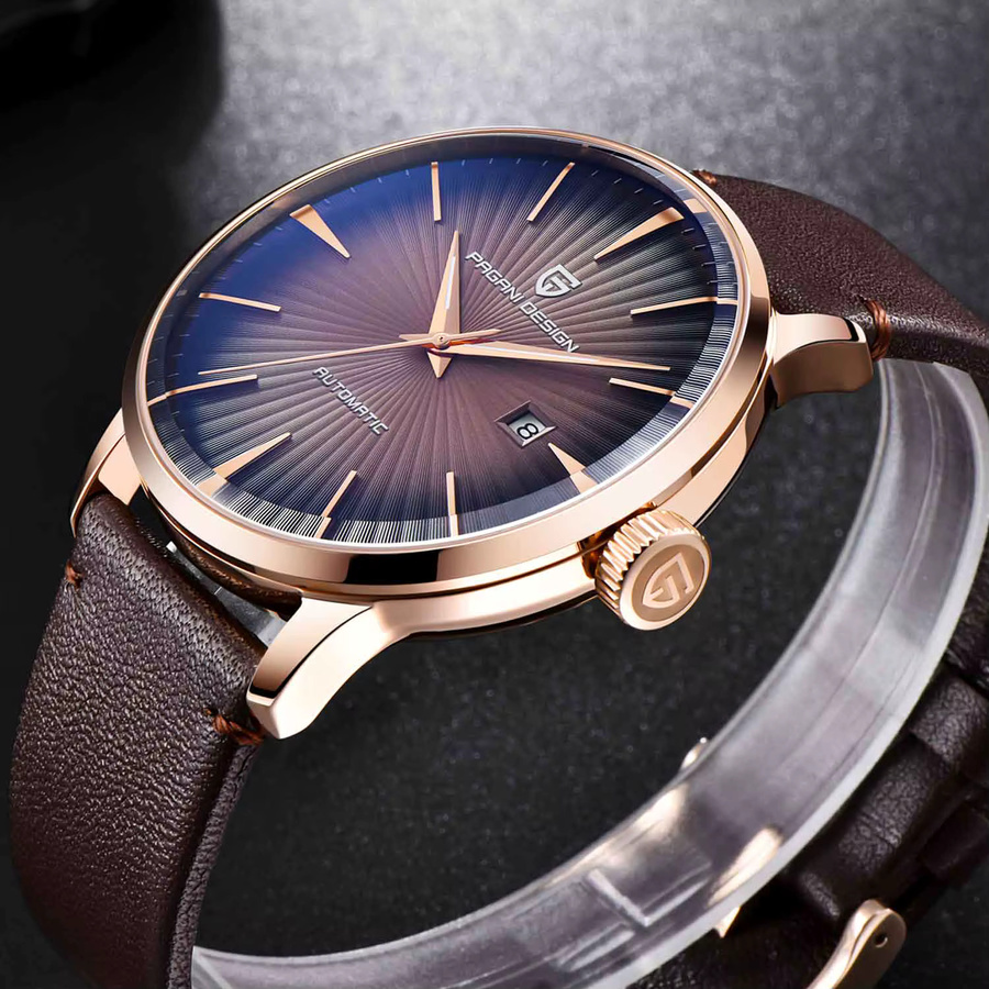 PAGANI DESIGN Armbanduhr, Automatik, Gold, Lederarmband, Herren - Bild 5