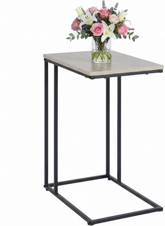 Relaxdays Beistelltisch in C-Form im Industrial-Design aus MDF und Eisen, Schwarz-Grau, B: 64 cm, T: 50 cm, H: 35 cm