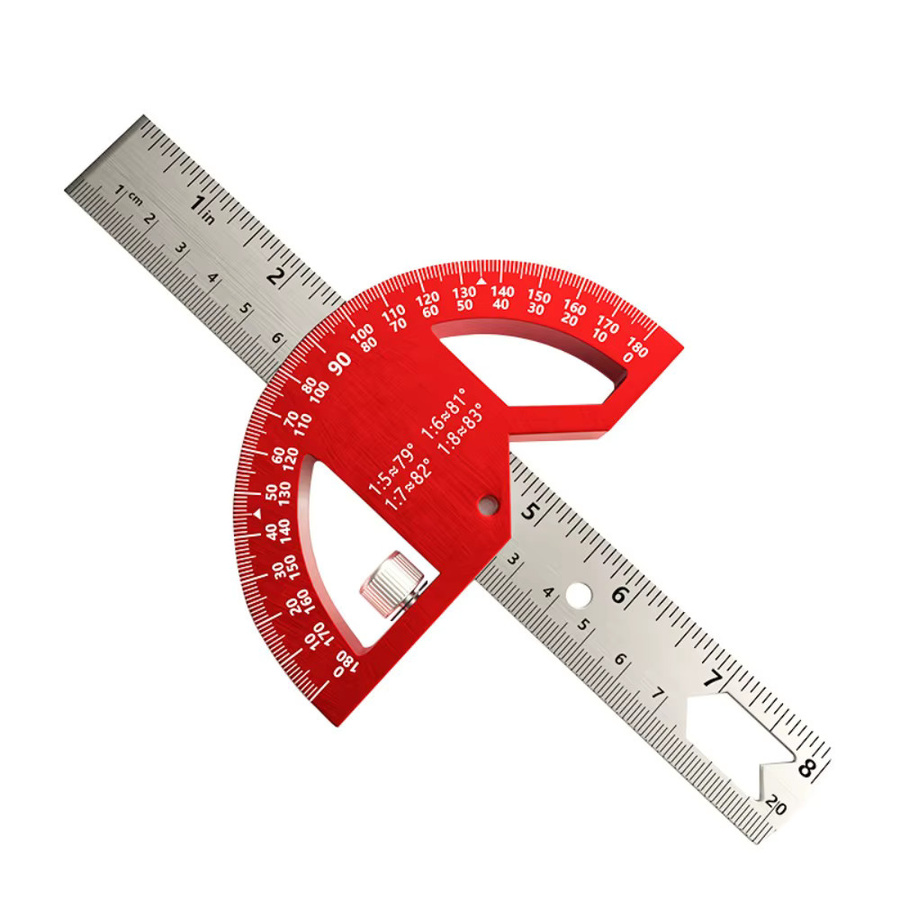 FNICEL Winkelmesser Vierkant Sucher in Rot mit einstellbarem 0-180 Grad Messwerk für Tischler - Bild 2