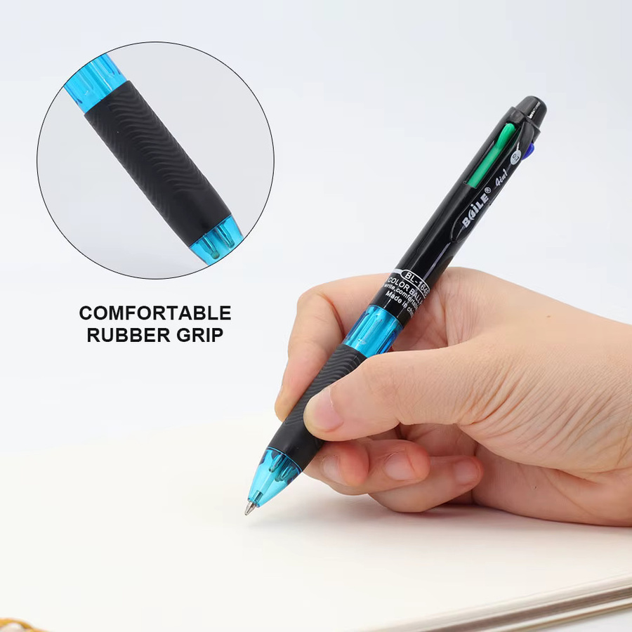 4er-Set kreative 4-in-1 Mehrfarben Kugelschreiber mit 0,7 mm Mine in Schwarz, Blau, Rot und Grün für Büro und Schule - Bild 6