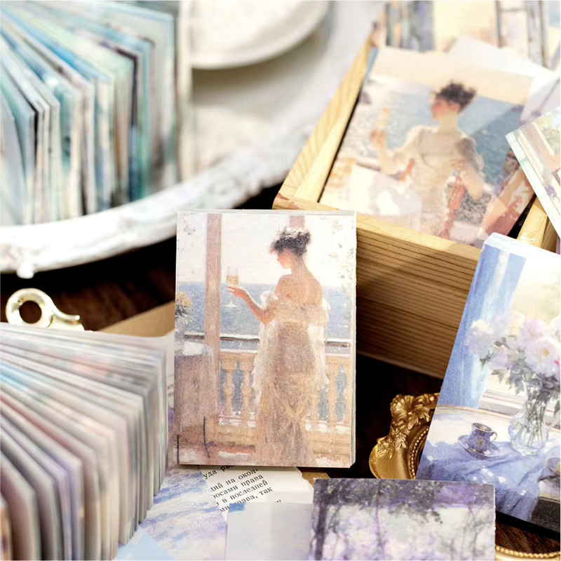 100 Stück Ästhetische Hintergrundpapiere mit Sternenhimmel und Farbverlauf für Journal DIY Collage und Deko, Multicolour - Bild 2