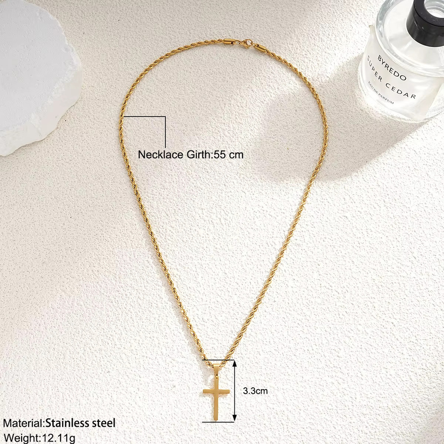 DAIPAN Halskette Edelstahl, Gold, Kreuz Anhänger, Unisex - Bild 2