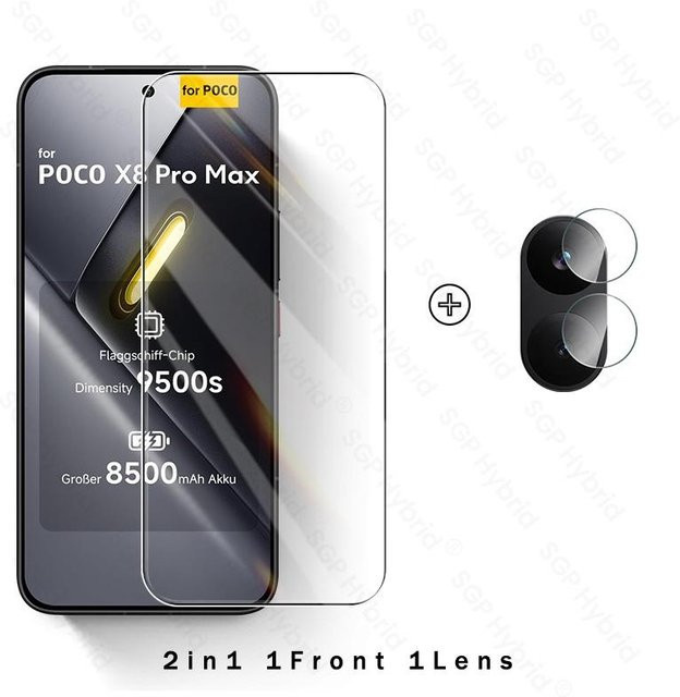 6in1 Displayschutzfolie aus 9H gehärtetem Glas für Xiaomi Poco X7 Pro 5G, Poco X8 Pro 5G und Poco X8 Pro Max 5G, transparent - Bild 1