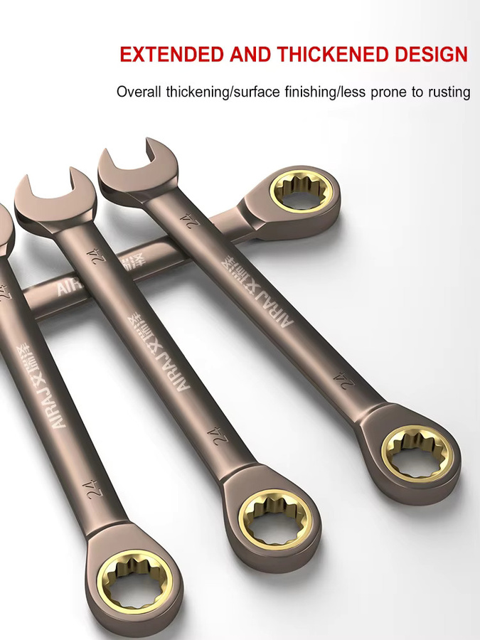 Airaj Universal Ratschenschlüssel in Silber für Autoreparaturen und schmale Räume mit 6/8/10mm Verstärkung - Bild 2