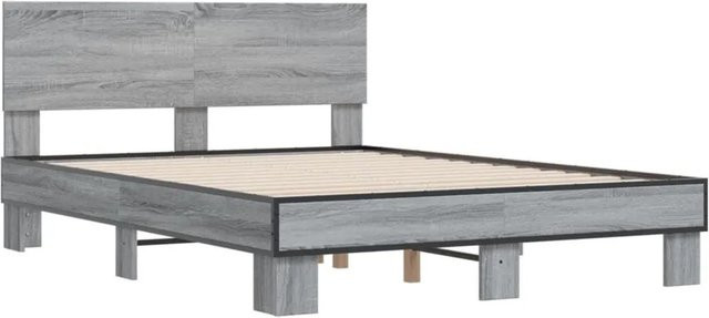 vidaXL Bettgestell in Grau Sonoma aus Holzwerkstoff und Metall B/T/H: 120 x 200 cm - Bild 1