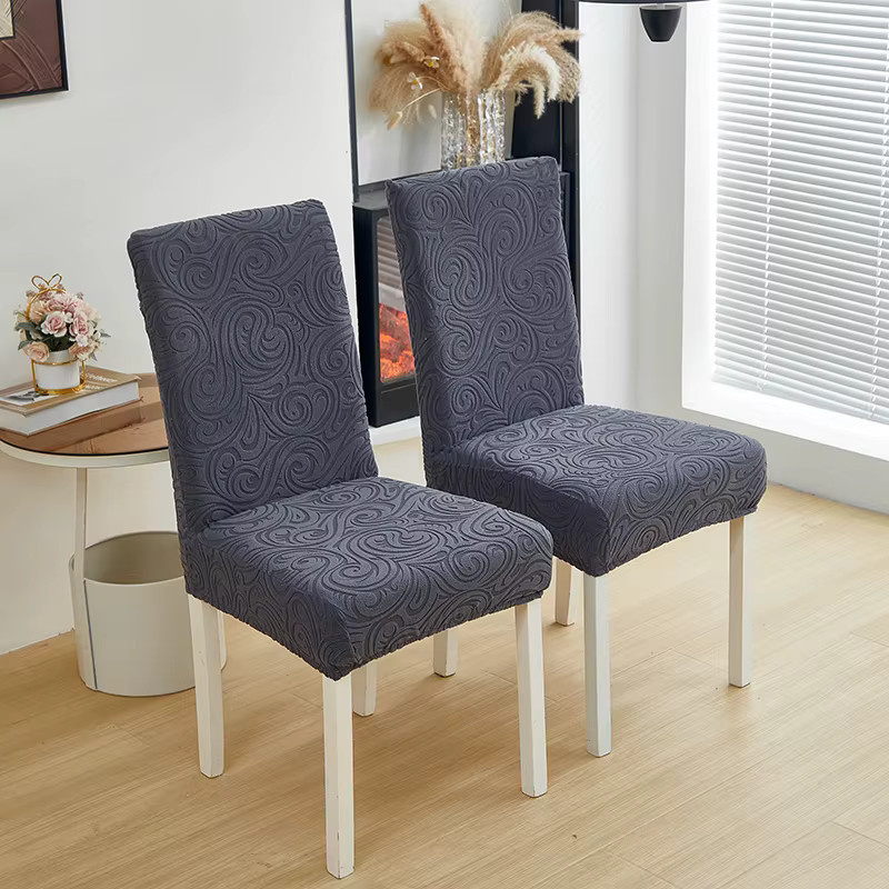WANERQU Esszimmerstuhlbezug mit nordischem Blumenmuster in Grau, elastischer Jacquard-Stuhlüberzug für Wohnzimmer und Küche - Bild 2