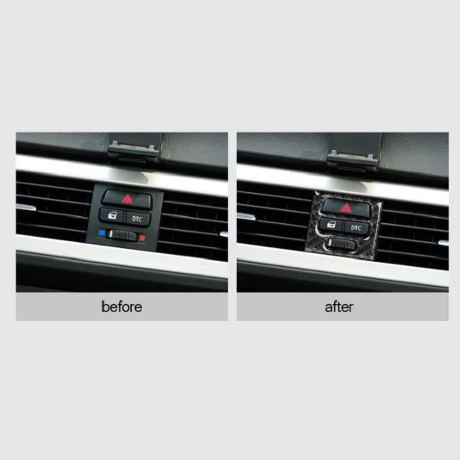 5er Set Carbon Look Innenraum Aufkleber für BMW E90 E92 E93 zur Verkleidung der zentralen Lüftungsauslässe in Schwarz - Bild 3