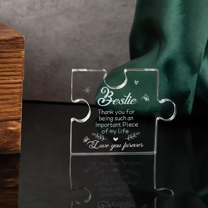 Personalisierte Acryl Plakette als Bestie Geschenk, Transparentes Acryl Block Puzzle für die beste Freundin zum Geburtstag - Bild 3
