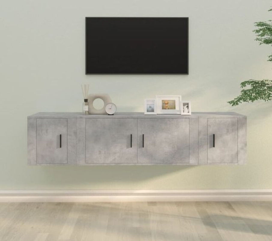 Vidaxl 3-teiliges TV-Schrank-Set in Betongrau aus Holzwerkstoff im modernen Design - Bild 1