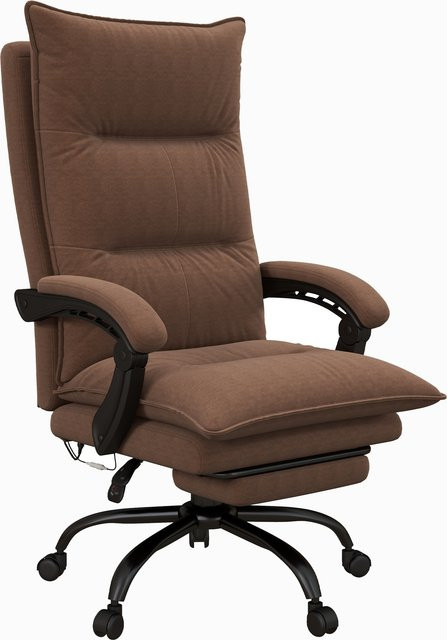 Vinsetto Bürostuhl mit Massagefunktion von Aosom, ergonomischer Drehstuhl in Braun mit Armlehnen und 155 Grad Neigefunktion - Bild 1
