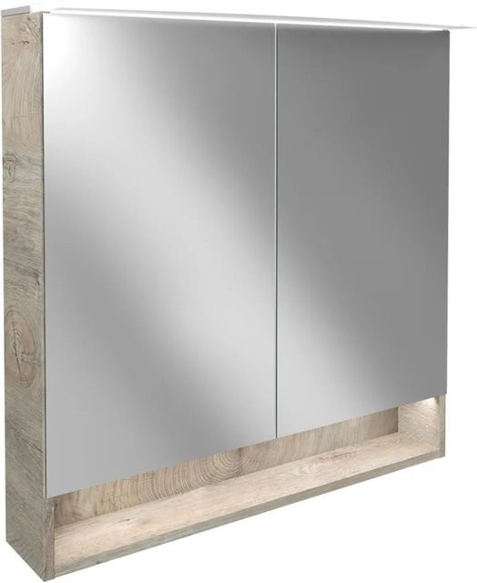 Fackelmann Spiegelschrank B.Style in Eiche Natur mit LED-Beleuchtung und Softclose-Türen, B/H/T: 80 x 81,2 x 26,3 cm - Bild 1