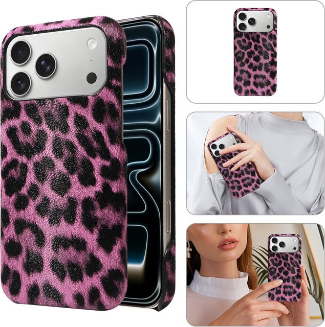 EAACAA Handyhülle aus PU-Leder mit Leopardenmuster für iPhone 11 bis iPhone 17E, stoßfest und kratzresistent, Farben: Weiß und Rosa - Bild 1