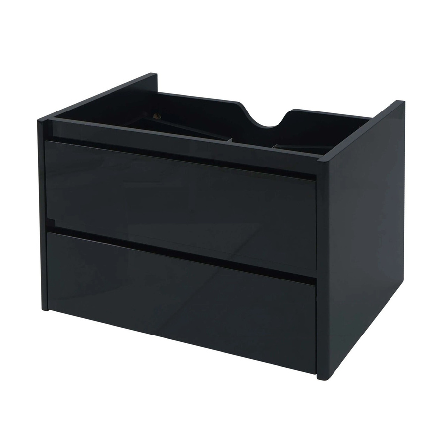 Waschbeckenunterschrank MCW-B19 Badezimmer Waschtischunterschrank Hochglanz Schwarz B: 50 cm, H: 48 cm, T: 47 cm - Bild 2
