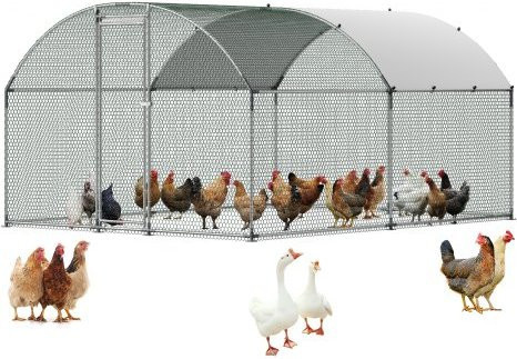 VEVOR Hühnerstall mit begehbarem Auslauf und Abdeckung, Geflügelgehege mit Doppeldach und Sicherheitsschloss für Enten und Kaninchen, B/T/H: 4 x 3 x 2 m - Bild 1