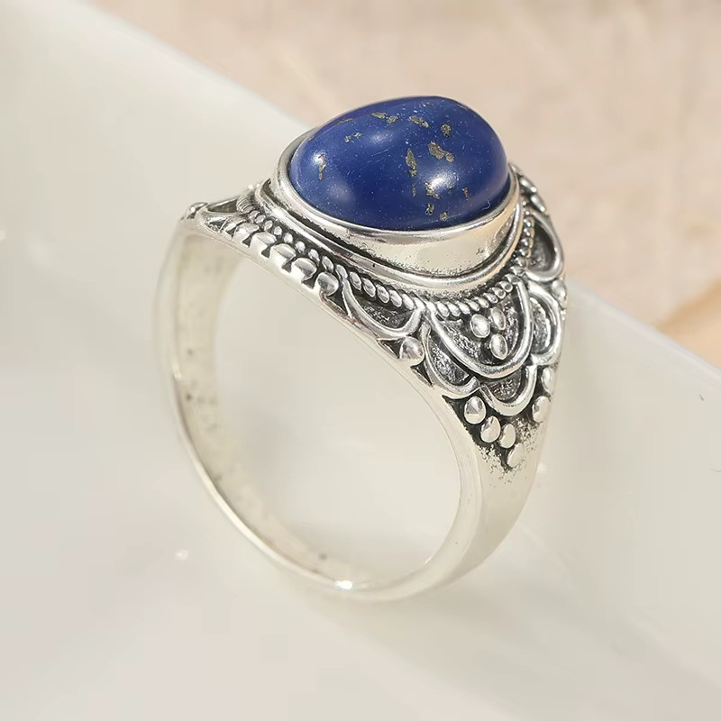 YoYo Ring, synthetischer Lapislazuli, versilbert, Damen - Bild 3