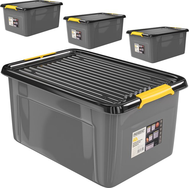 MONZANA Aufbewahrungsbox 4er-Set in Grau/Anthrazit, stapelbar, B/T/H: 58 x 39 x 25 cm - Bild 1