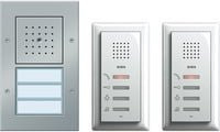 Gira Zweifamilienhaus-Paket Audio Türsprechanlage mit Steuergerät, Türstation, Wohnungsstationen und Abdeckrahmen in Weiß und Silber mit Aluminium-Elementen - Bild 1