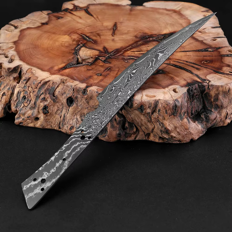 Xituo Allzweckmesser aus handgeschmiedetem Damaststahl mit gebogener Klinge, 25,5 cm - Bild 3