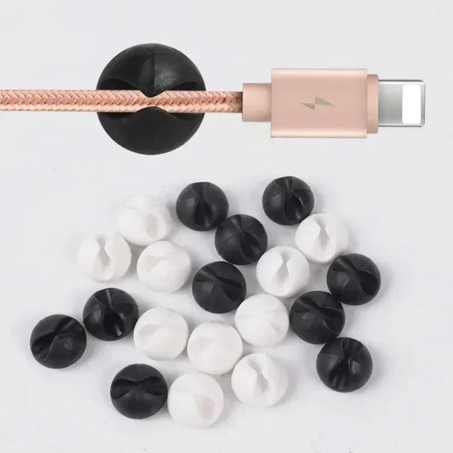 VIKEFON Kabel Organizer Clip für Desktop in Weiß zur Sortierung von Smartphone, Tablet, Laptop und Headset Ladekabeln - Bild 1
