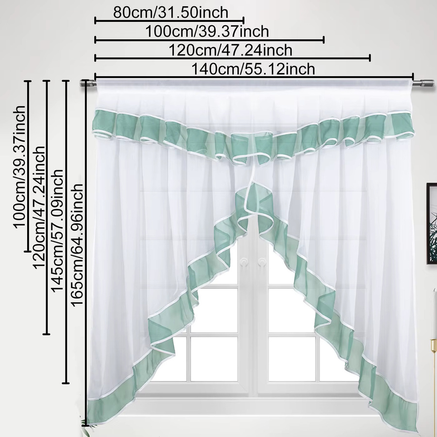 FLYINGCURTAINS Café-Vorhang im rustikalen europäischen Stil mit gerüschten Kanten, Weiß, Breite: 100 cm, Höhe: 80 cm - Bild 1