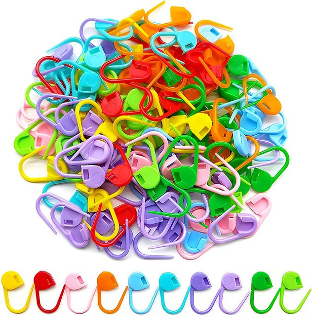 Locking Stitch Marker aus Kunststoff in Multicolour für Häkeln und Stricken, Set mit 50 Stück - Bild 1