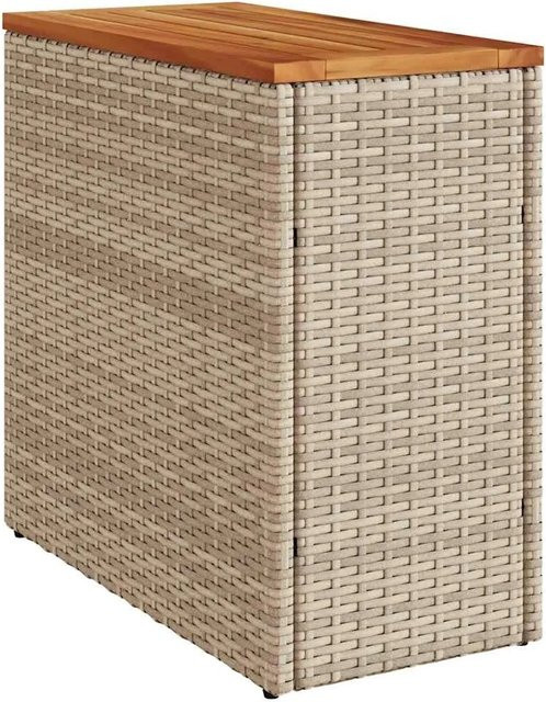 vidaXL Garten-Beistelltisch aus PE-Rattan und Akazienholz in Beige und Braun, B/T/H: 58 x 27,5 x 55 cm - Bild 1