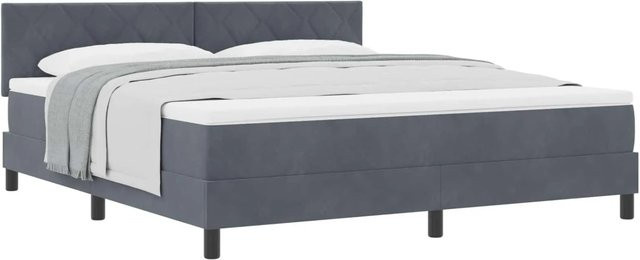 vidaXL Boxspringbett mit Matratze aus Samt in Grau, B/T: 180 x 200 cm - Bild 1