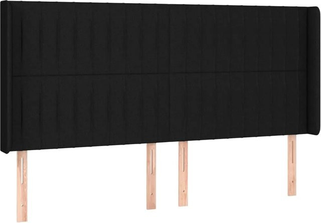 vidaXL LED Kopfteil Schwarz mit USB-Ladeport und integrierter Beleuchtung, Stoff, B: 203 cm, T: 16 cm, H: 118/128 cm - Bild 1