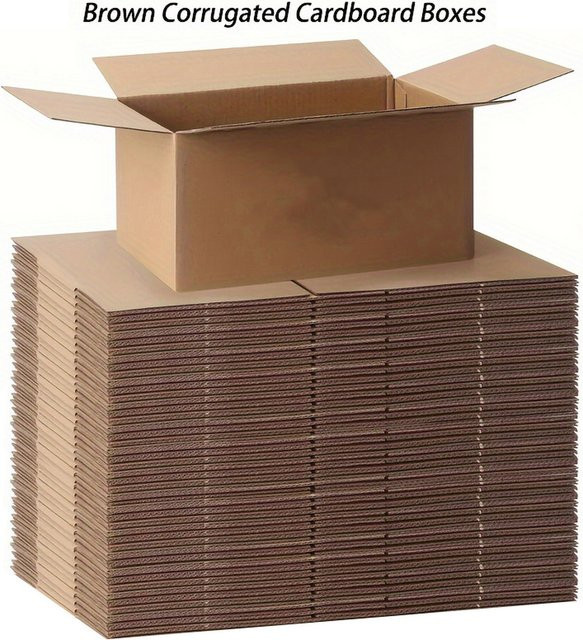 Braune Versandkartons aus einwandiger Wellpappe mit Deckel, B/T/H: 19,3 x 25,4 x 13,0 cm - Bild 1