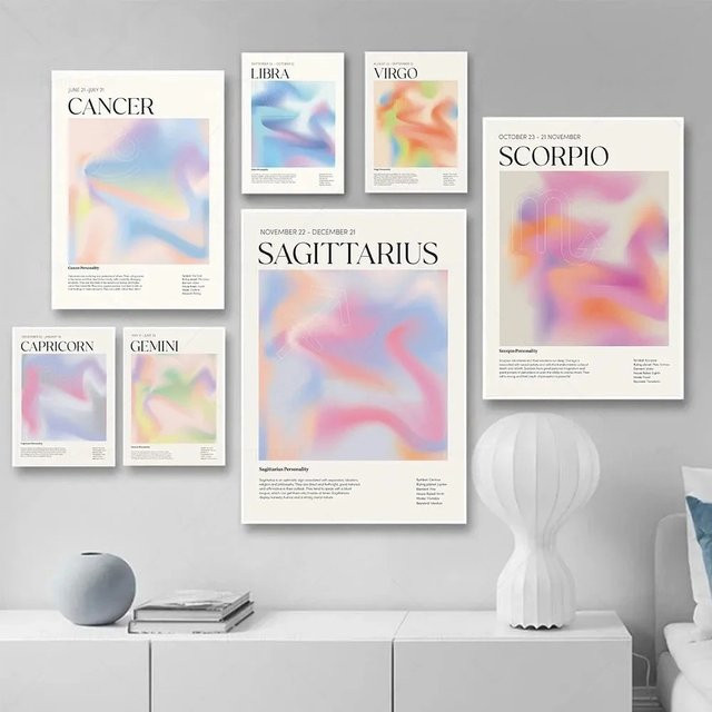 Potdemiel Wandkunst Konstellation Leinwandmalerei Astrologie Horoskop Poster in Mehrfarbig - Bild 1