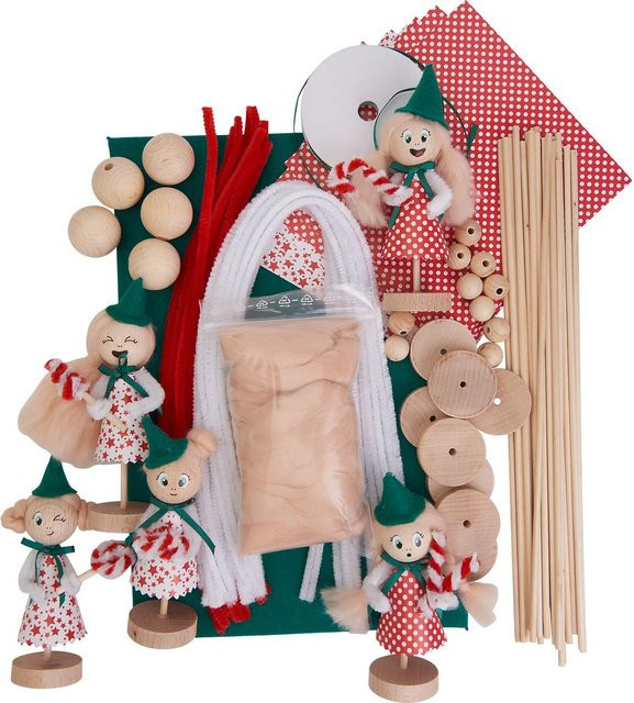 VBS Bastelset Zuckerpüppchen für die Weihnachtszeit mit Filz, Holz und Papier - Bild 1