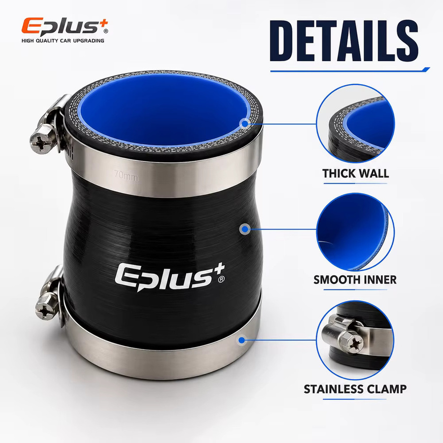 Eplus Silikon-Reduzierschlauchadapter, 4-lagig verstärkt, Schwarz, hochtemperaturbeständig und flammhemmend für Auto-Turbo-Ladeluftkühler-Ansaugrohr - Bild 5
