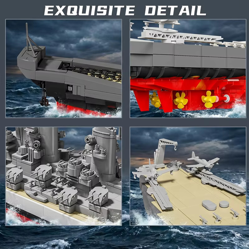 barweer USS Missouri Schlachtschiff, Konstruktionsmodell, 2.568 Teile, Maßstab 1:300 - Bild 5